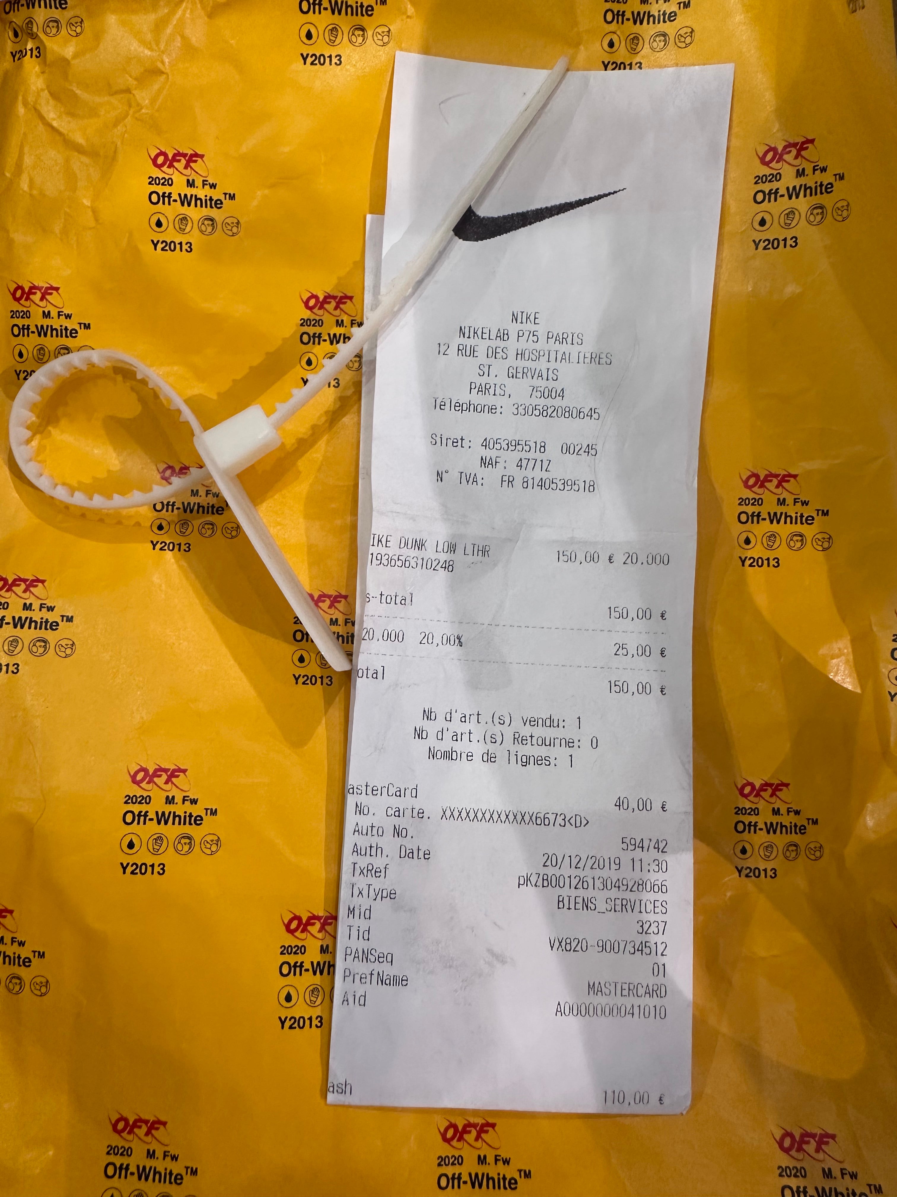 Nike dunk low off White university red ( taille 44 )