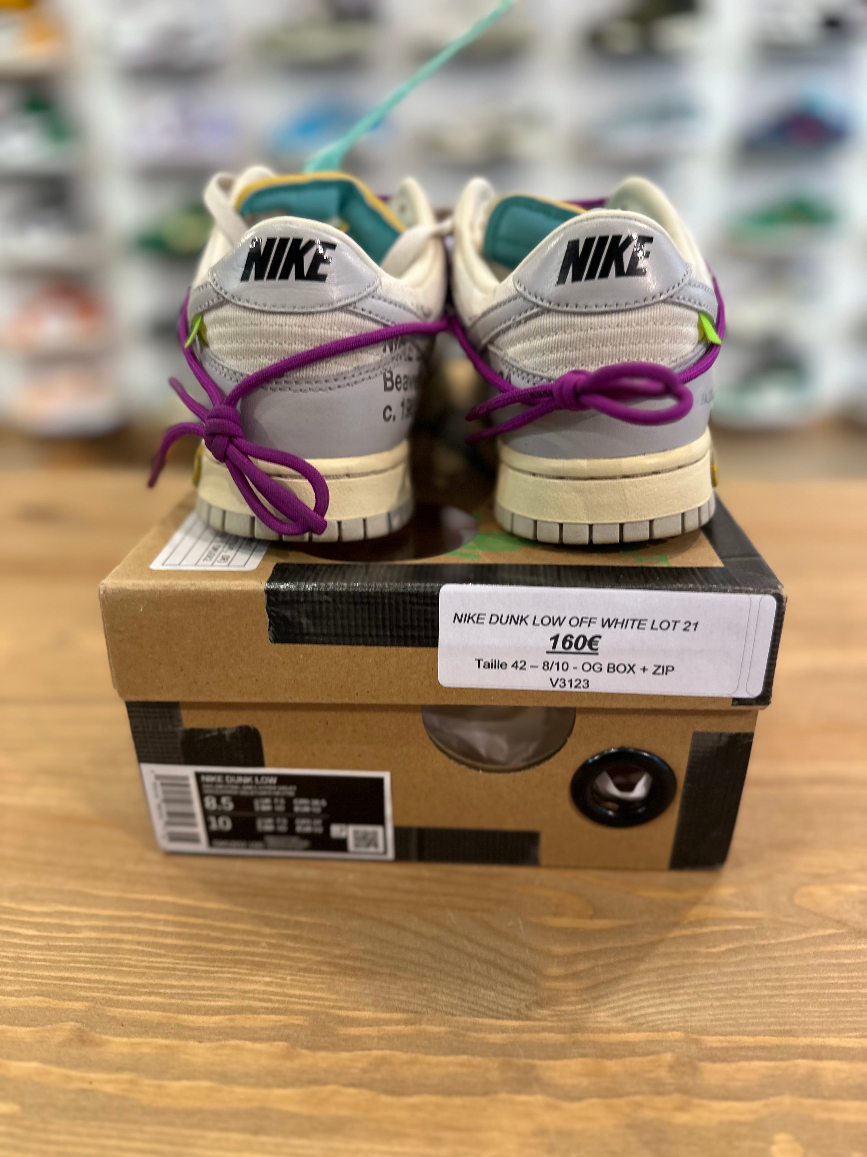 Nike dunk low off White lot 21 ( taille 42 )