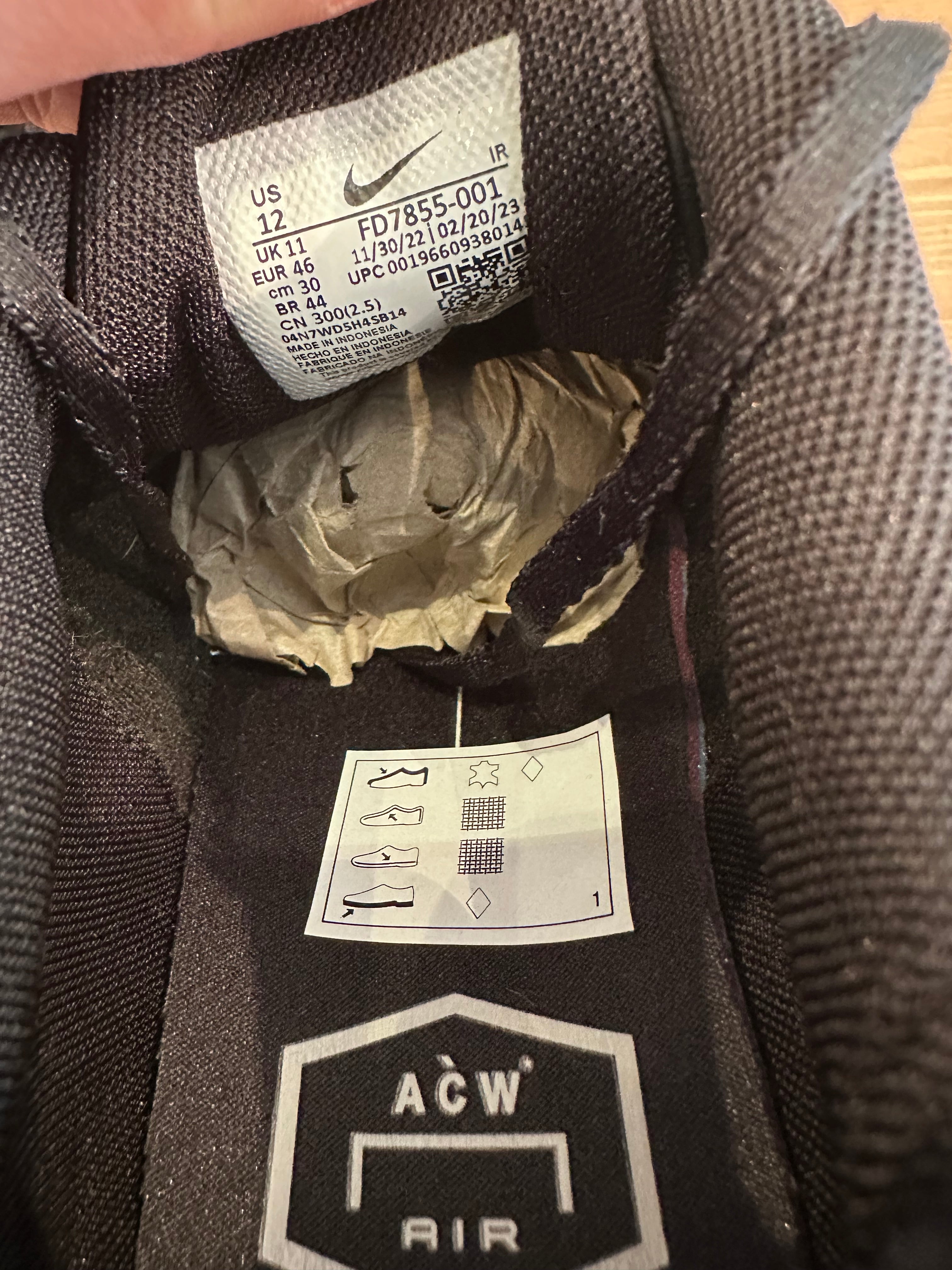 Nike air Max plus a cold wall black ( taille 46 )
